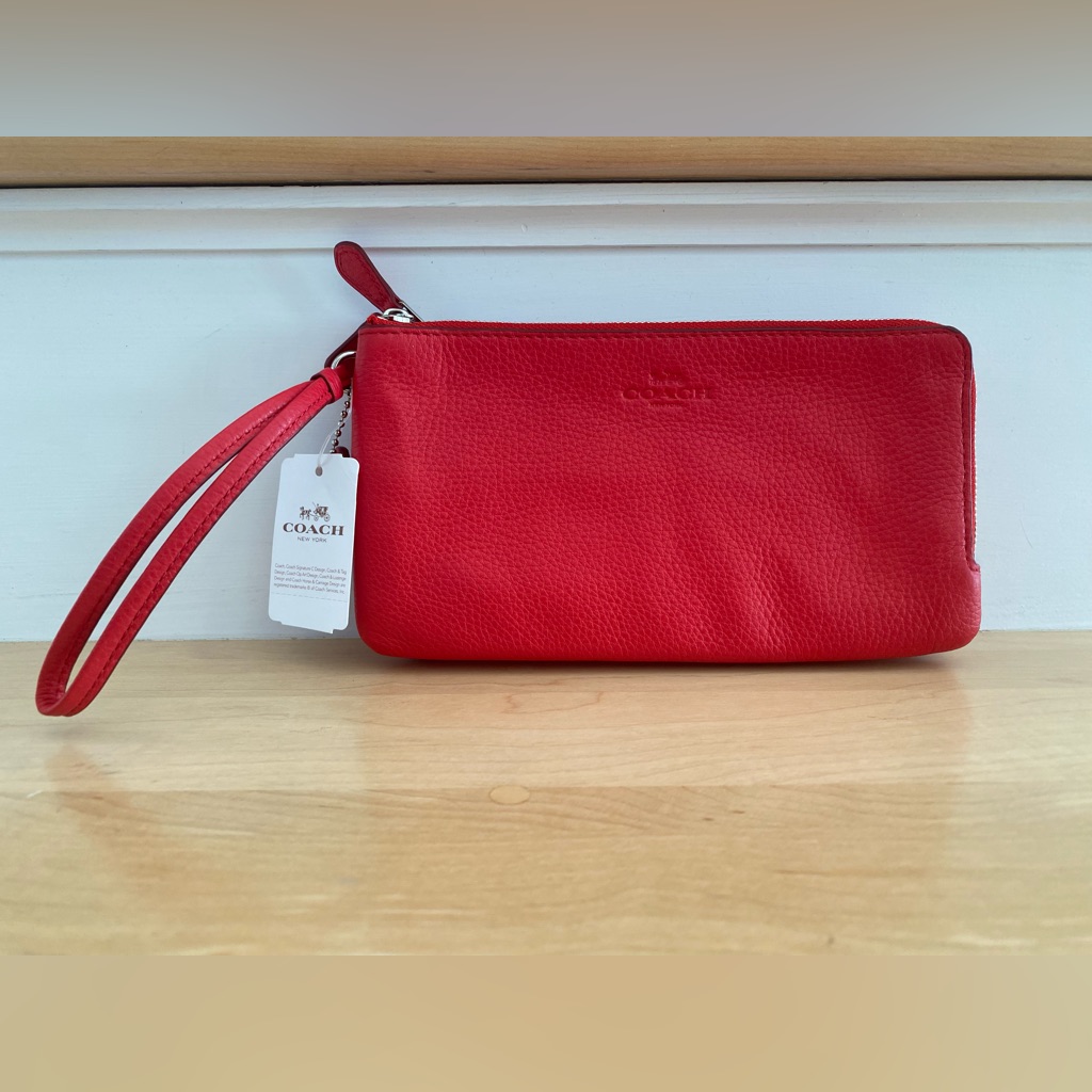 Coach Wristlet Red Leather Nwt